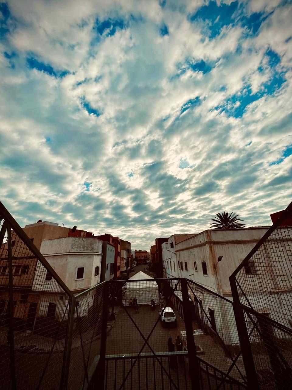 Street scene under a dramatic sky in Safi